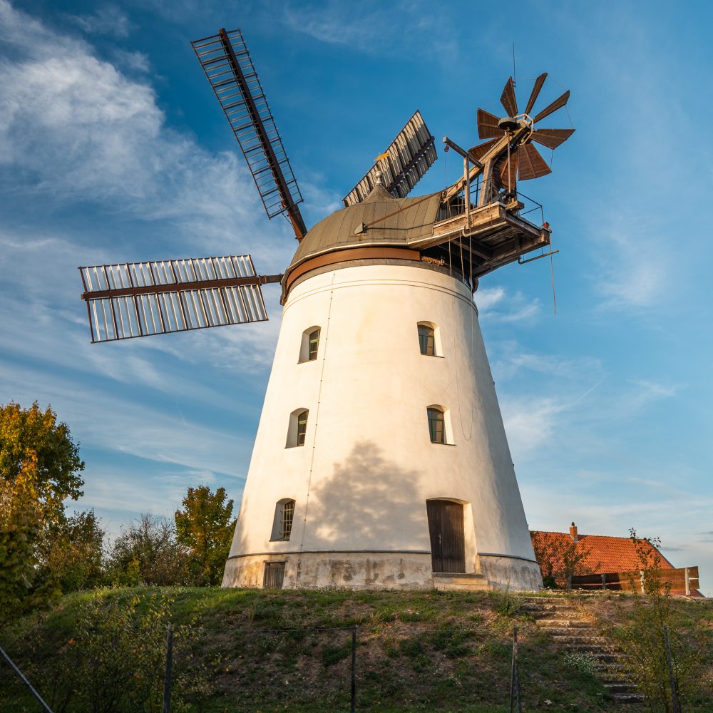 Die Windmühle in Wendhausen ist die einzig betriebsbereite fünfflügelige Mühle in Deutschland.